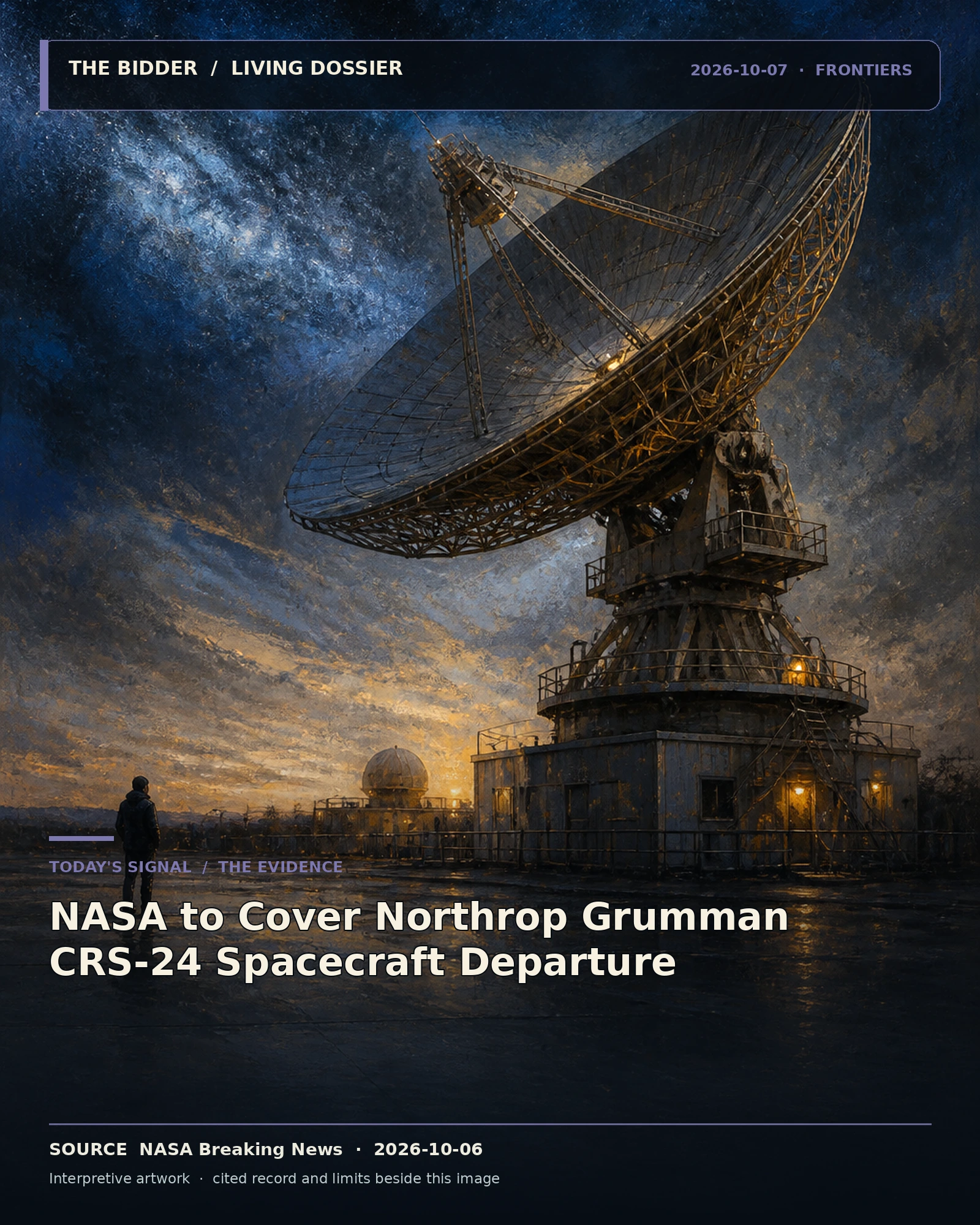 Evidence-led artwork for NASA to Cover Northrop Grumman CRS-24 Spacecraft Departure