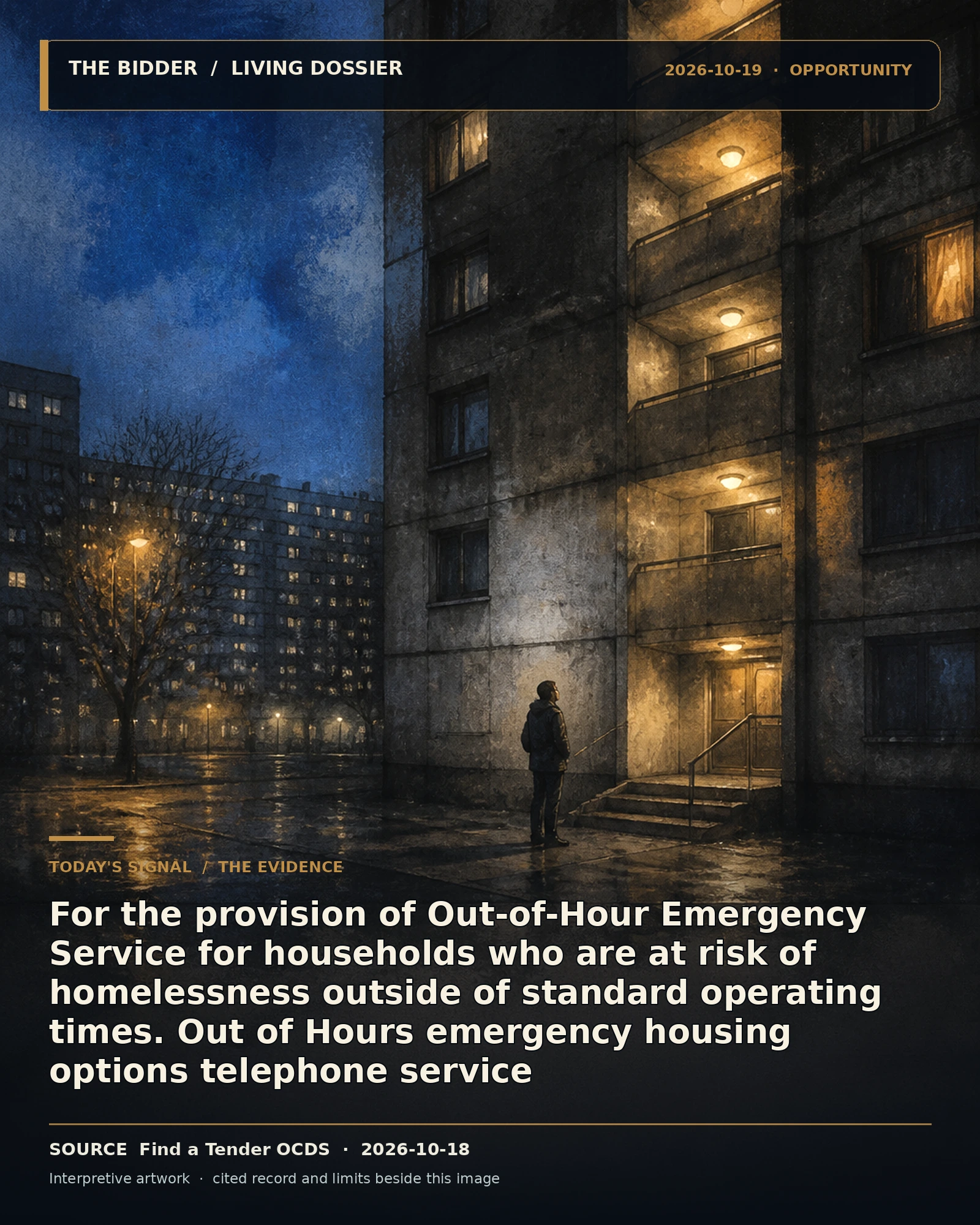 Evidence-led visual artwork: For the provision of Out-of-Hour Emergency Service for households who are at risk of homelessness outside of standard operating times. Out of Hours e…