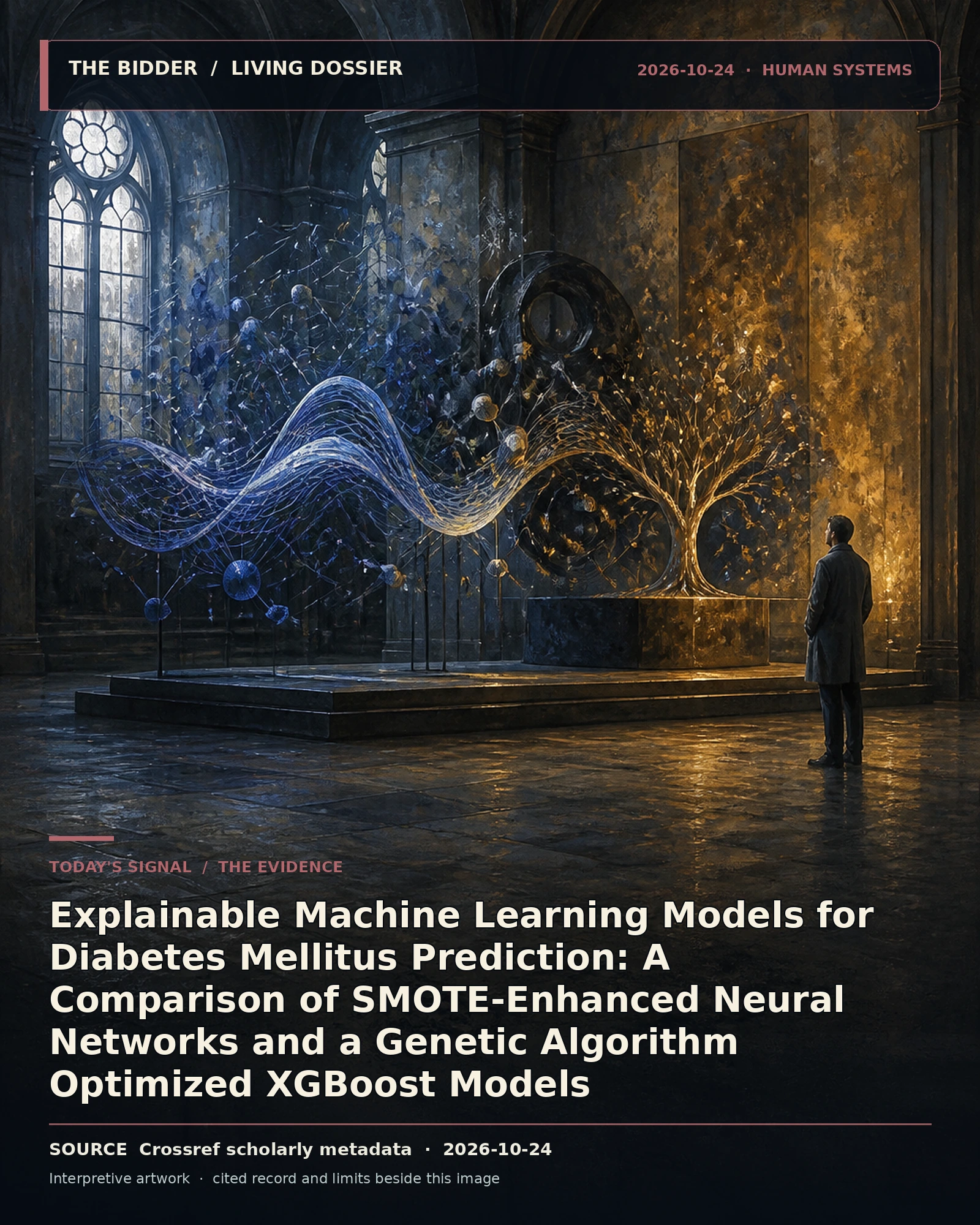 Evidence-led visual artwork for Explainable Machine Learning Models for Diabetes Mellitus Prediction: A Comparison of SMOTE-Enhanced Neural Networks and a Genetic Algorithm Optimize…