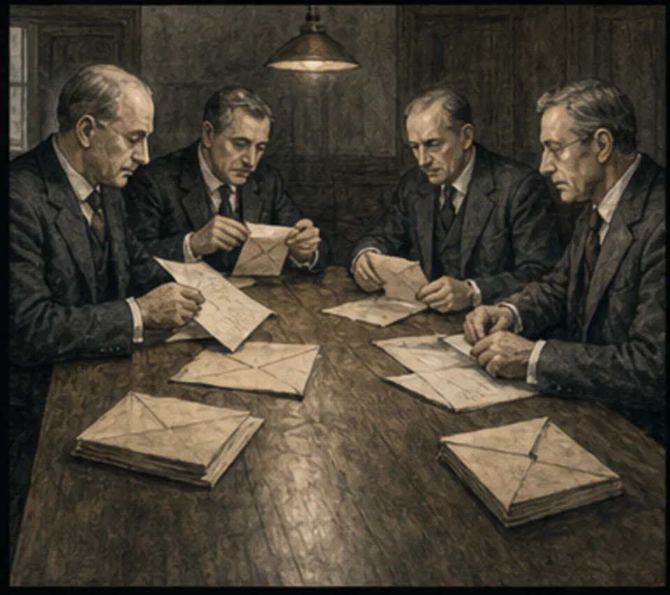 A specialist contract office compares plans and ledgers