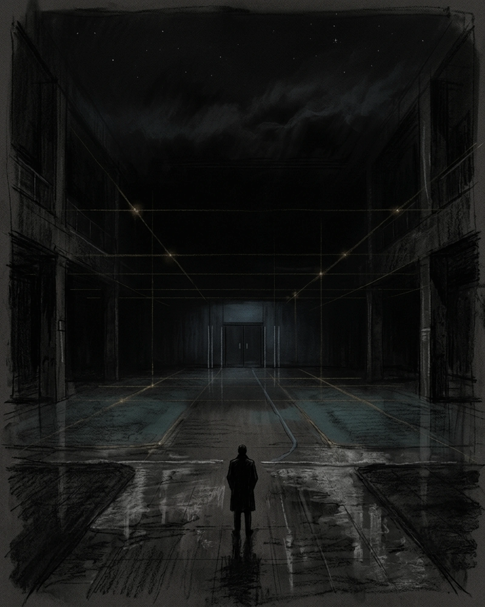 Living Charcoal retrospective artwork: Where Rain Entered Field Of Current