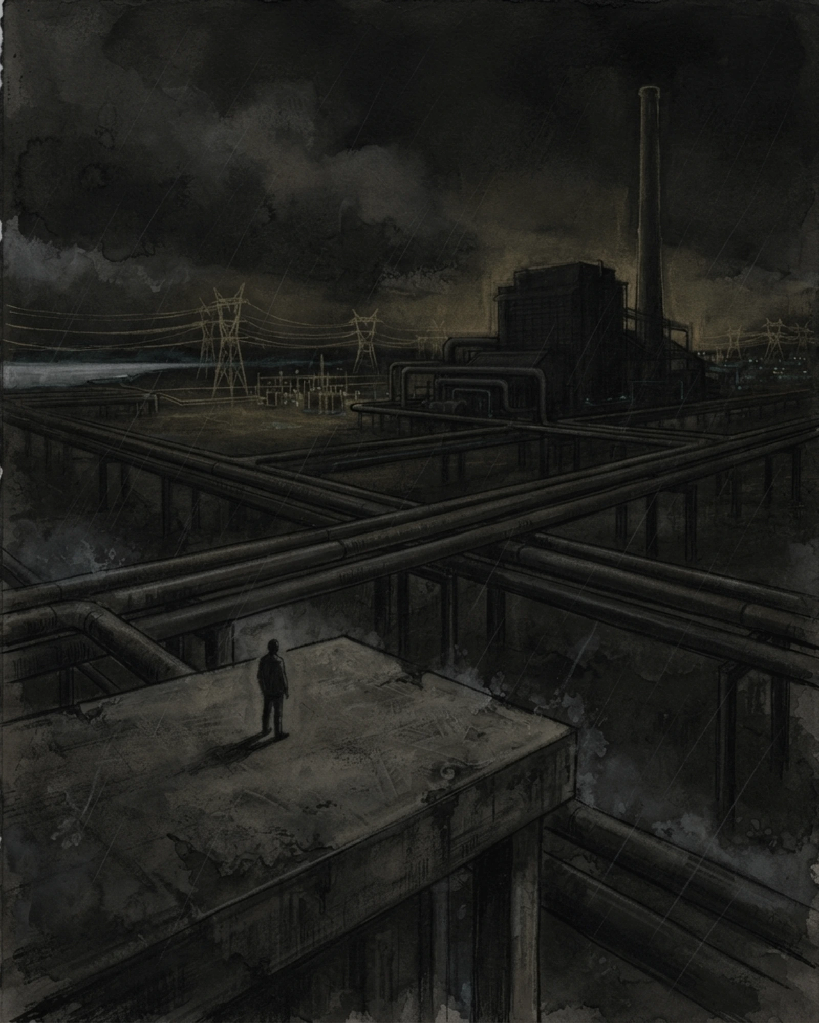 Living Charcoal retrospective artwork: Before Dawn Found Field Of Current