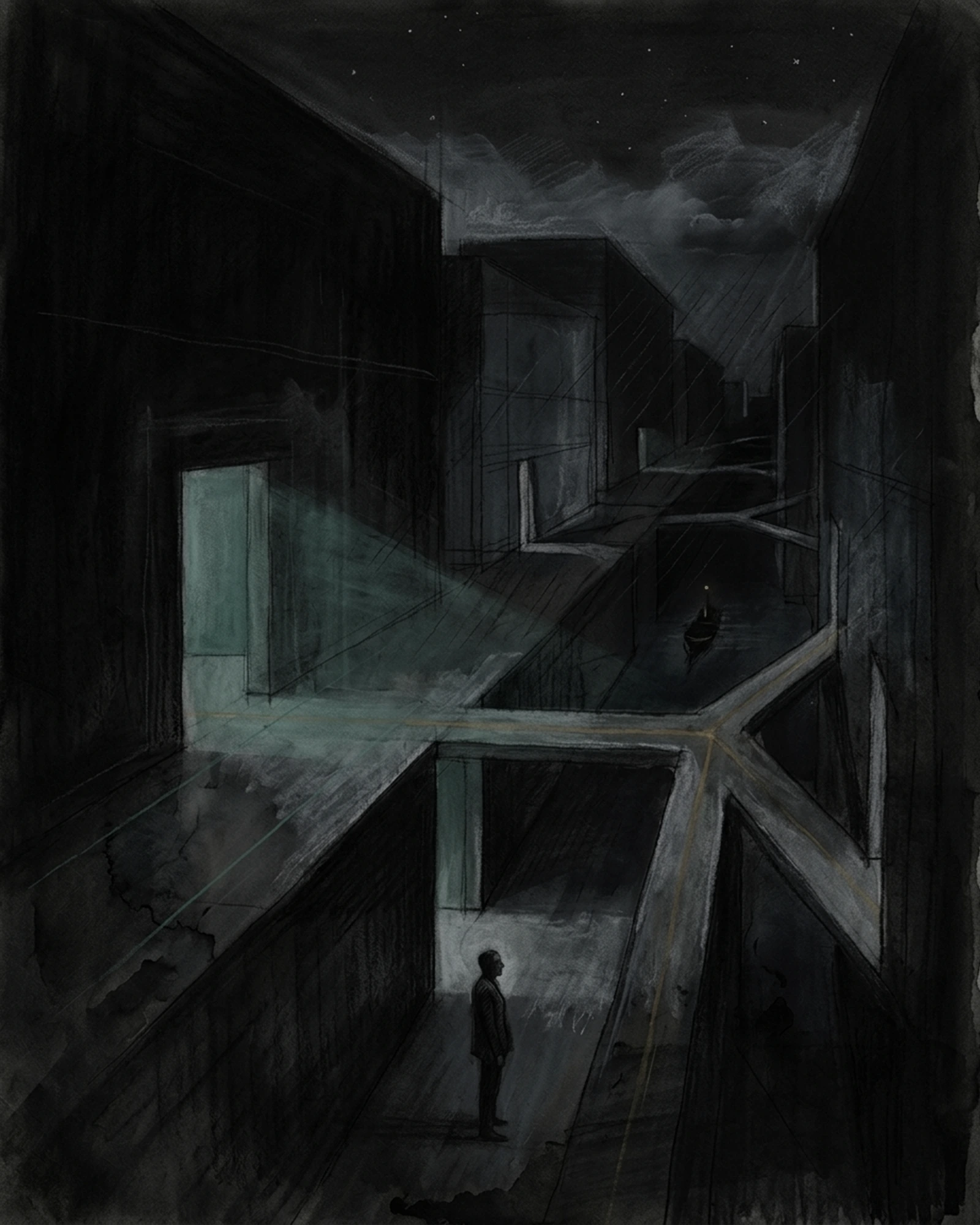 Living Charcoal retrospective artwork: No Map Had Named Room Before Agreement