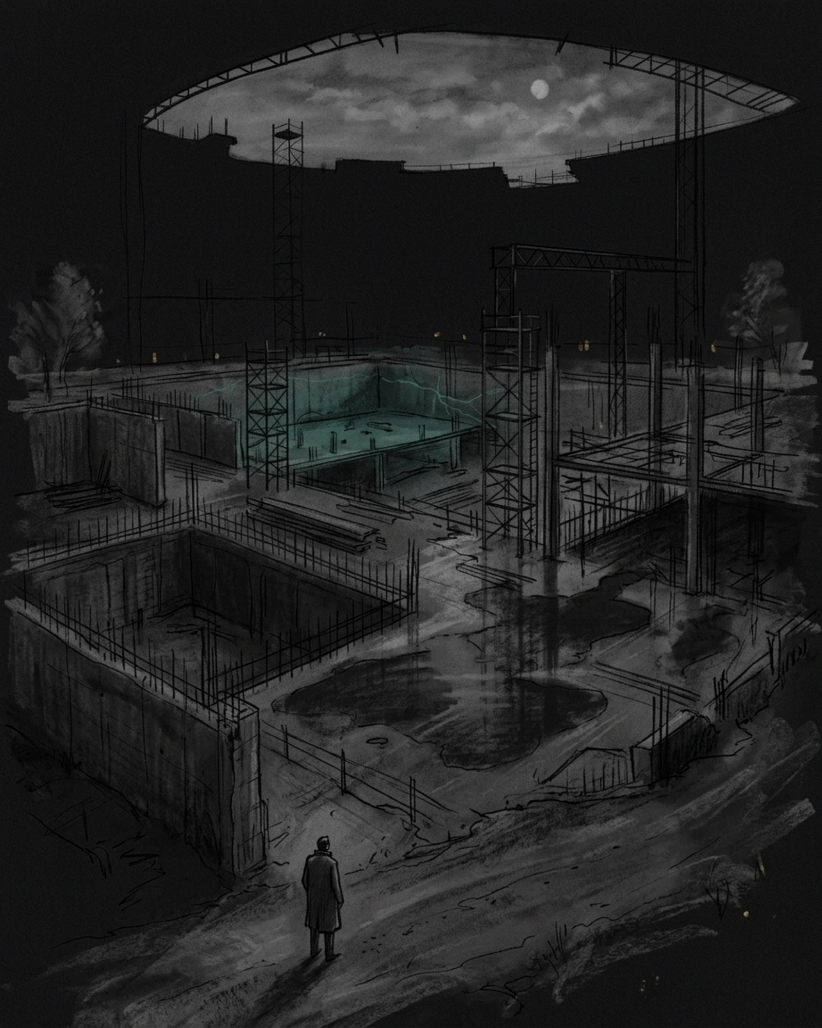 Living Charcoal retrospective artwork: The Distance Between Room Before Agreement