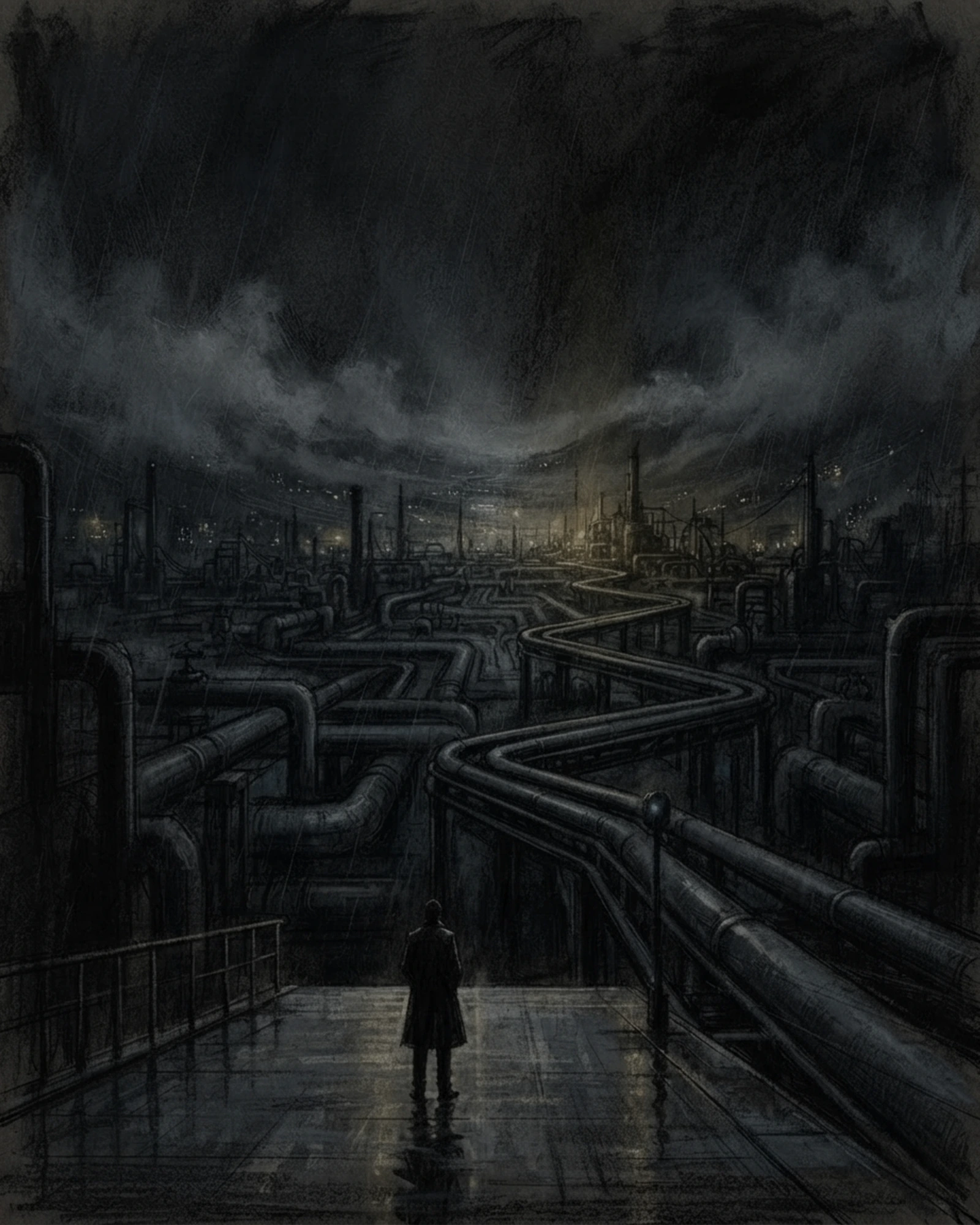 Living Charcoal retrospective artwork: What Waited Beyond Room Before Agreement