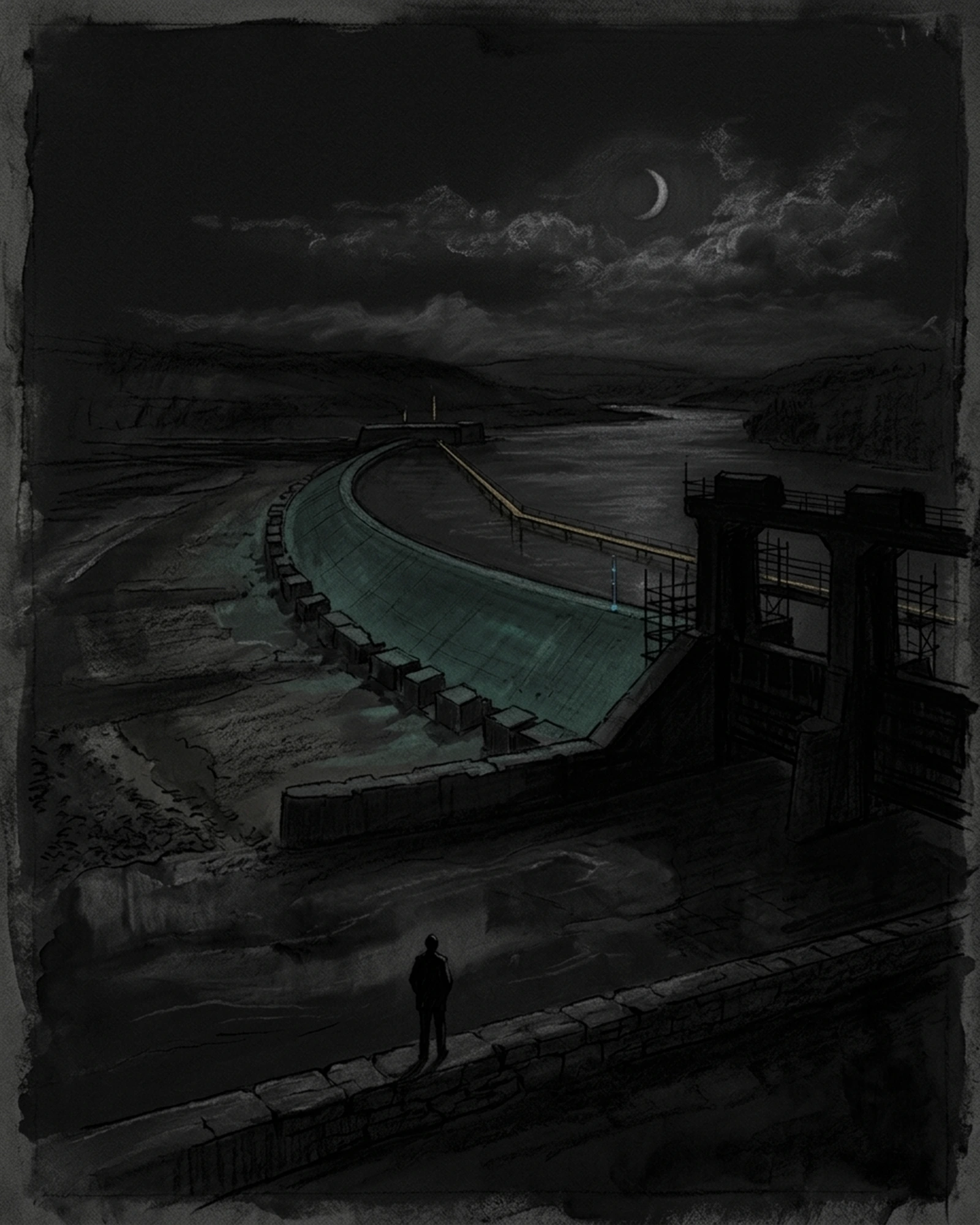 Living Charcoal retrospective artwork: After the Wind Passed Green Edge
