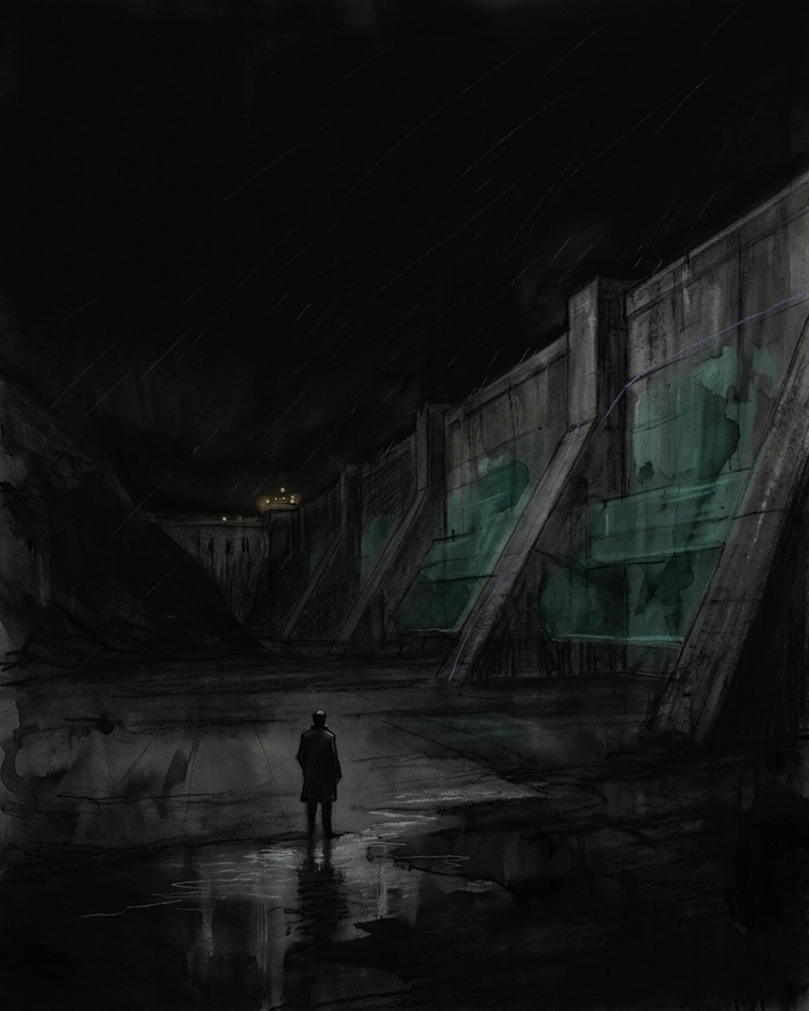 Living Charcoal retrospective artwork: The Door Beneath Green Edge