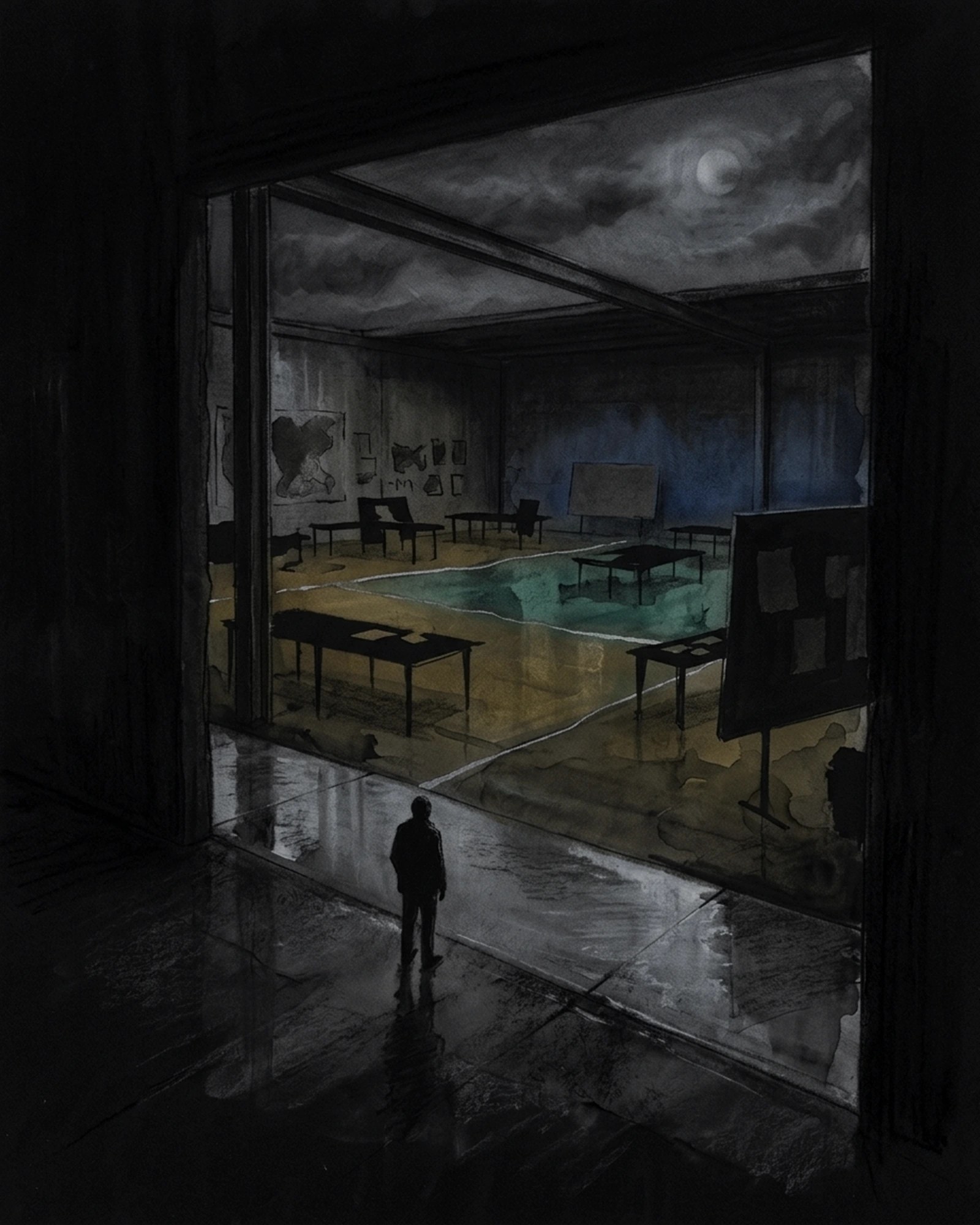 Living Charcoal retrospective artwork: The Distance Between Green Edge