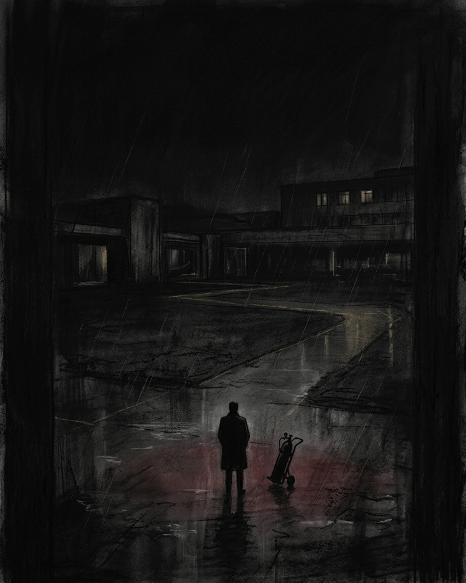 Living Charcoal retrospective artwork: Beyond Lit Care Corridor