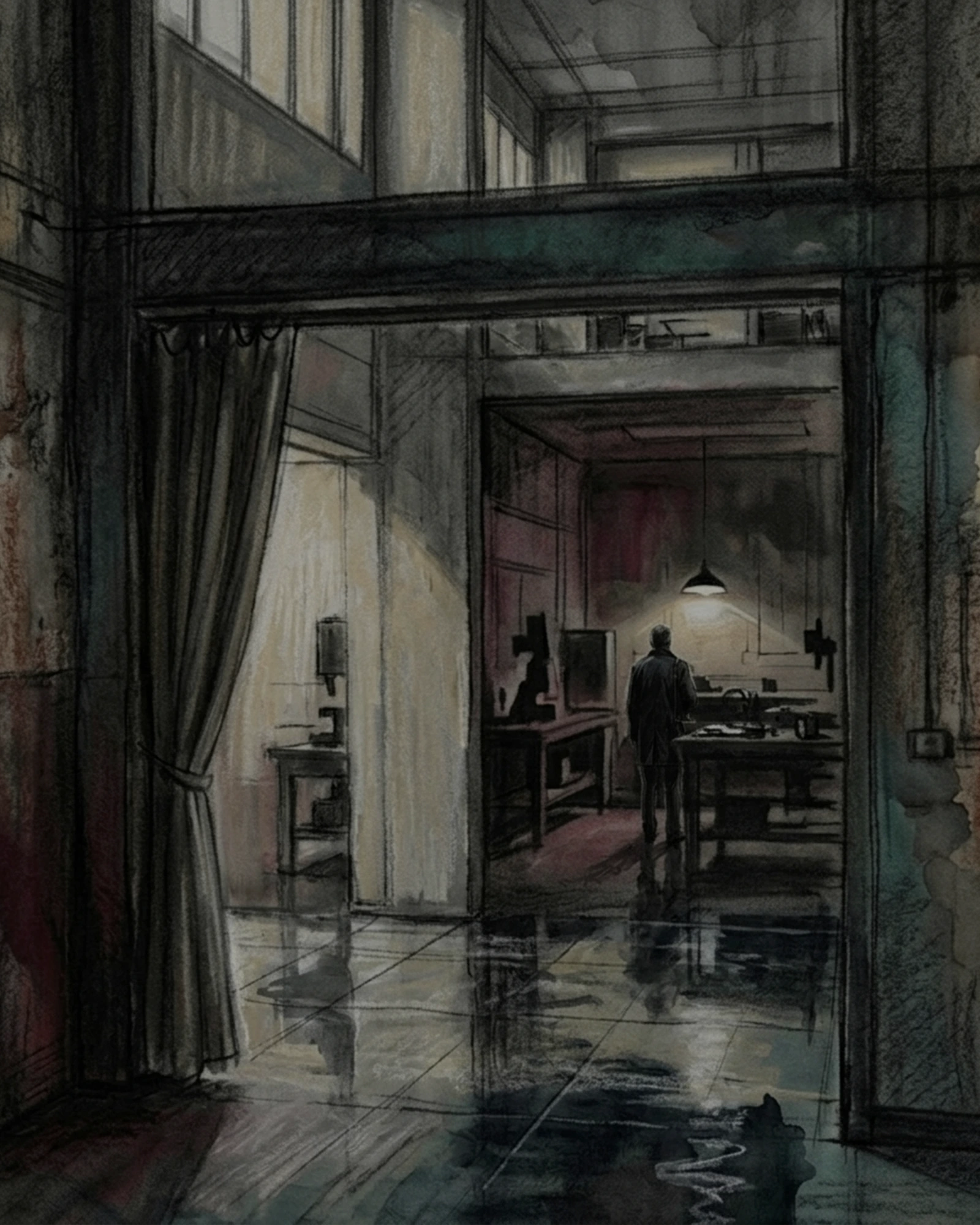 Reference Method retrospective artwork: One Lamp Remained in Lit Care Corridor
