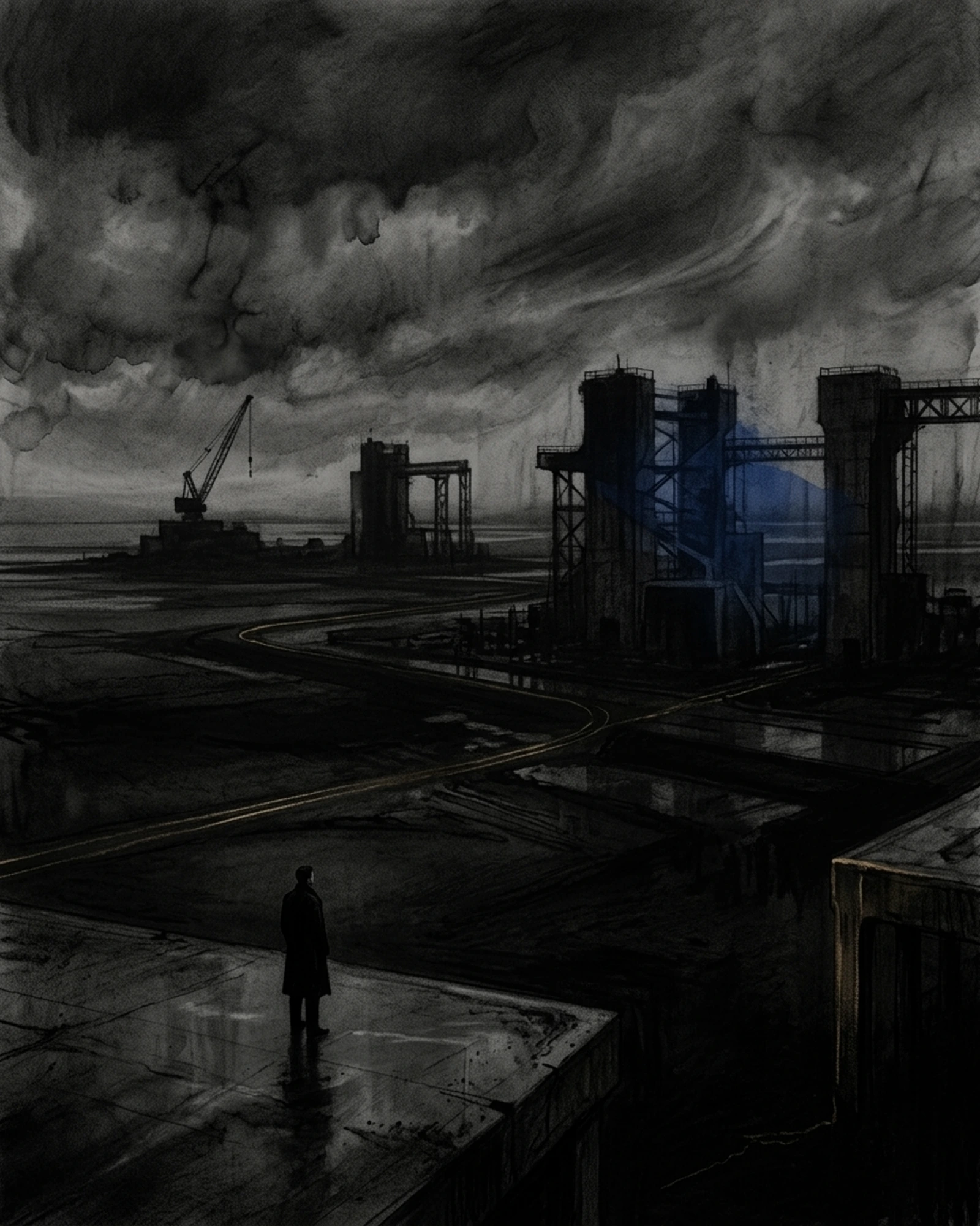 Living Charcoal retrospective artwork: When Night Reached Threshold In Weather