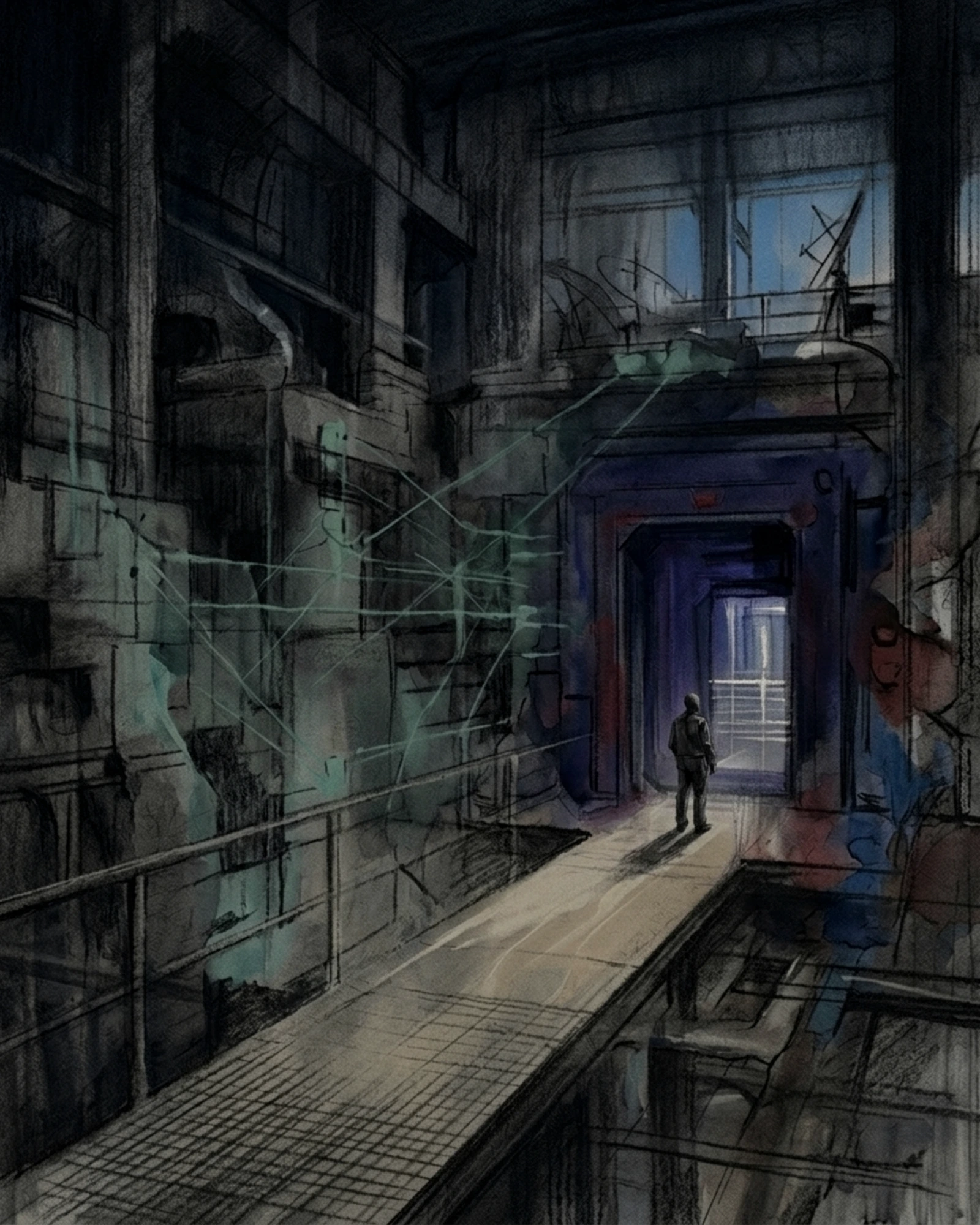 Reference Method retrospective artwork: A Small Figure Faced Blue Machine Room