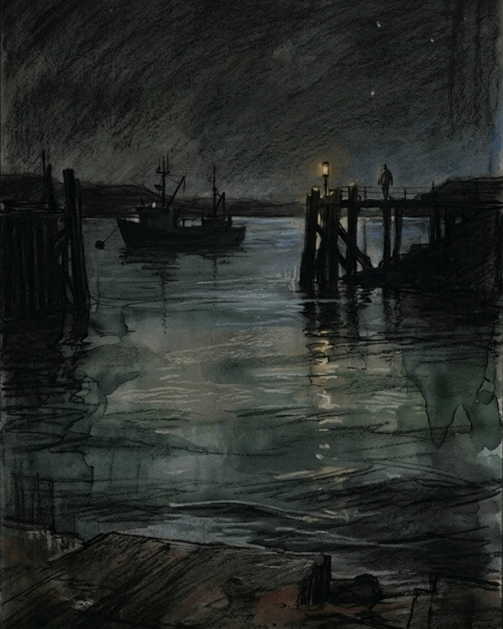 Reference Method retrospective artwork: Under the Last Light of Harbour At Low Light