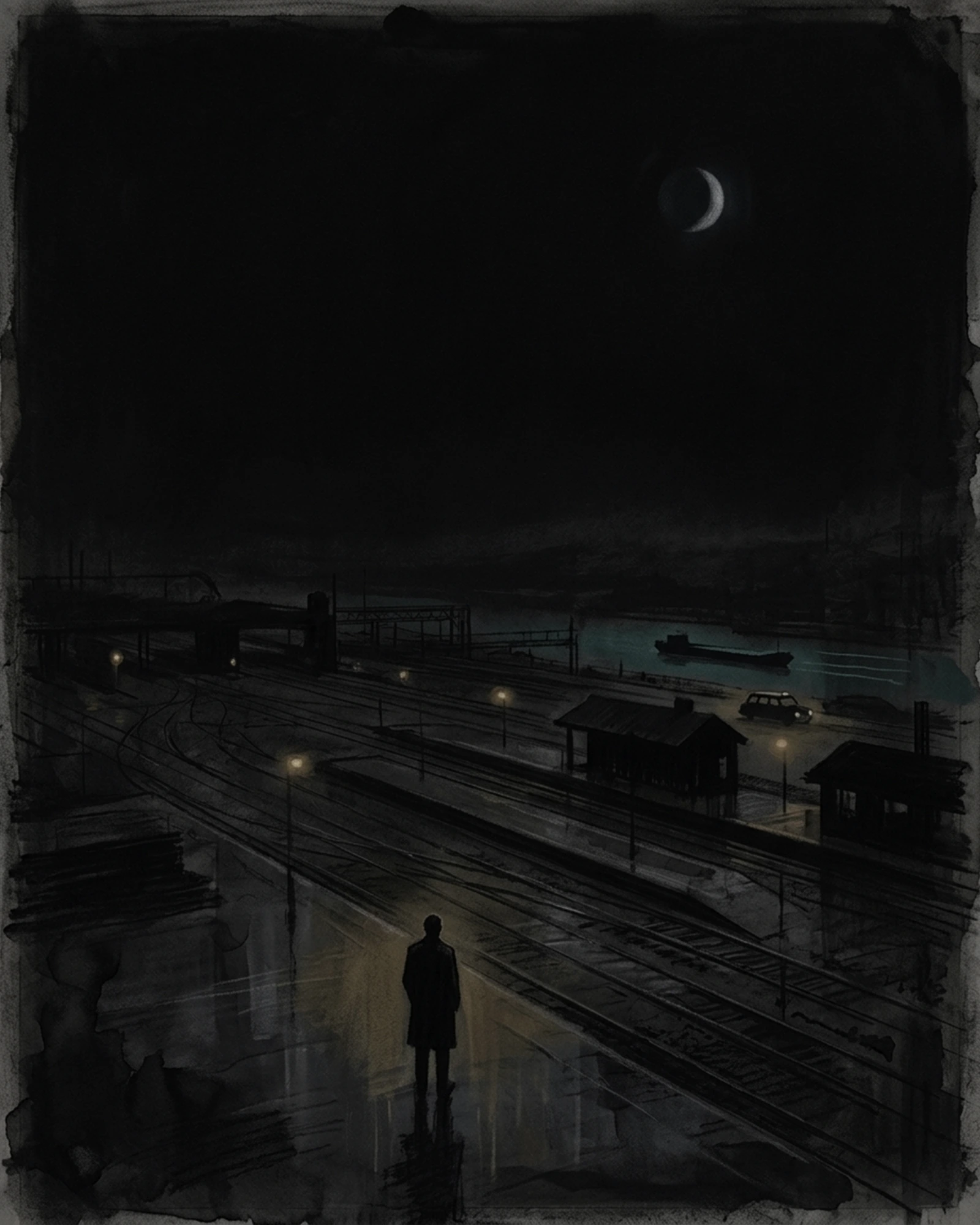 Living Charcoal retrospective artwork: The Quiet Weight of Last Platform